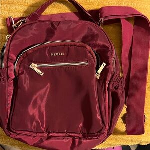 Kedzie Aire Convertible Burgundy Backpack/crossbody with Gold Accents